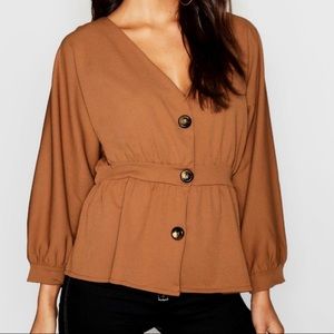 Boohoo horn button military top